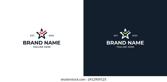 Star Check Logo Concept symbol icon sign Design Element. Vector illustration template