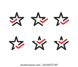 Star Check Logo Set Concept sign symbol icon Design Element. Vector illustration template