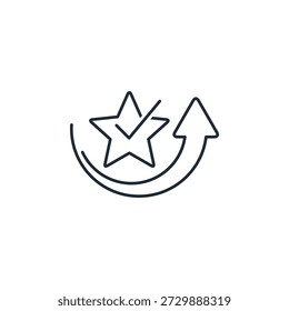 Inicie com uma marca de seleção marcada. Melhore a posição. Ilustração de ícone linear de vetor isolada no fundo branco.
