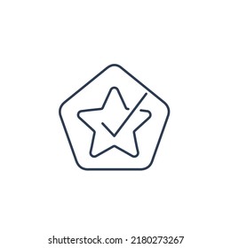 Star with a check mark. Vector linear icon isolated on white background.
