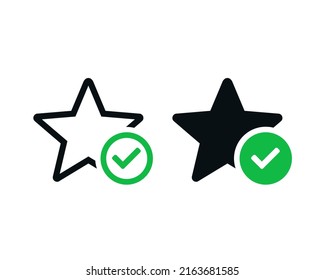 Star with checkamark. Best valuation. Features icon. Vector illustration