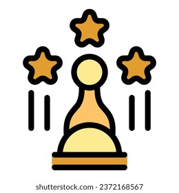 Star chess icon outline vector. Online game. Social queen color flat