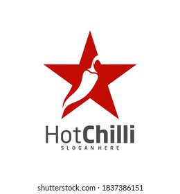 Star Chili logo design vector template, Red Chili Illustration, Symbol Icon