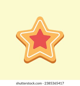 Star Christmas Cookie Icon Vector Illustration