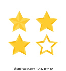 Star. Christmas icon. Vector. Pentagonal gold star. Yellow holiday symbol isolated on white background in flat design. Cartoon colorful illustration.