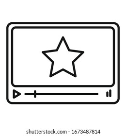 Star cinema video player icon. Outline star cinema video player vector icon for web design isolated on white background