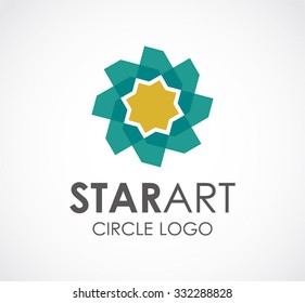 Star circle art abstract vector and logo design or template decorative business icon of company art symbol concept