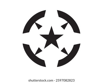 Star Circle Emblem, Black and White Military Tactical Symbol for Authority and Power
