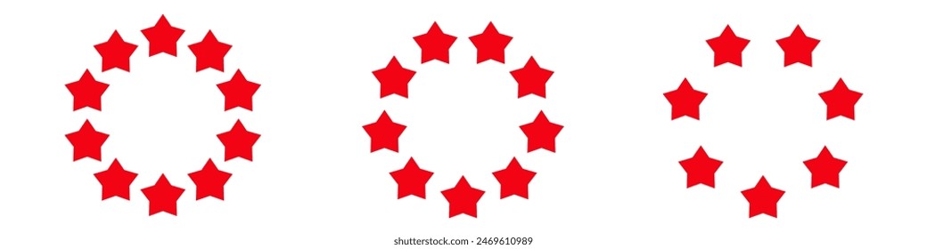 Star circle frame. Cartoon red star round border design