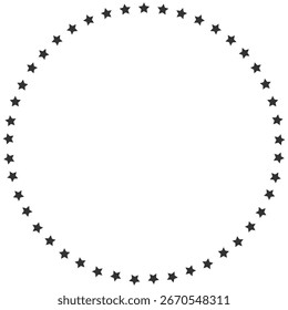 Star Circle Frame, Round Emblem with Abstract Decoration, Stardust Sparkle Ornament, Simple Geometric Border on Transparent Background