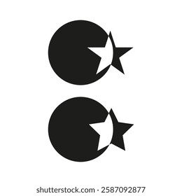 Star and circle. Geometric contrast icon. Abstract cosmic shape. Modern vector design.