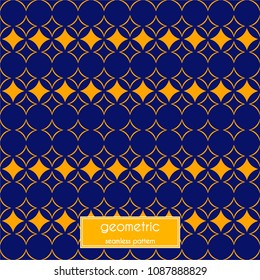 star and circle geometric  seamless pattern midnight blue color background vector illustration