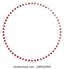 Star circle grunge textured template. Vector draft element with grainy design and distress texture in red color. Designed for overlay watermarks and rubber seal imitations.
