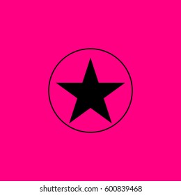 Star in circle icon. Black icon on pink background