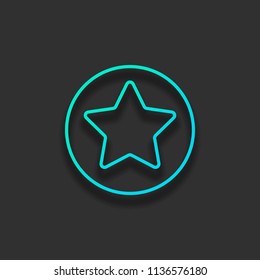 star in circle icon. Colorful logo concept with soft shadow on dark background. Icon color of azure ocean