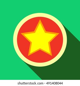 Star in circle icon in flat style with long shadow. Figure symbol vector illustration