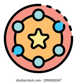 Star in the circle icon. Outline star in the circle vector icon color flat isolated