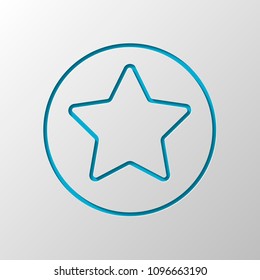 star in circle icon. Paper design. Cutted symbol with shadow