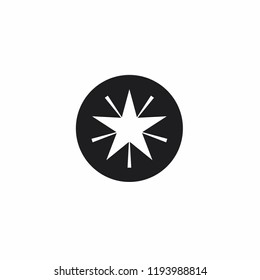 Star in circle icon. Round black white button with a Christmas or New Year festive gold star. Winter symbol. Simple vector sign illustration in a modern style for your design.