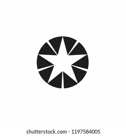 Star in circle icon. Round black white button with a Christmas or New Year festive gold star. Winter symbol. Simple vector sign illustration in a modern style for your design.
