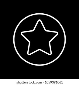 star in circle icon. White icon on black background. Inversion