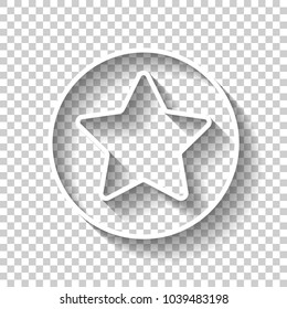 star in circle icon. White icon with shadow on transparent background