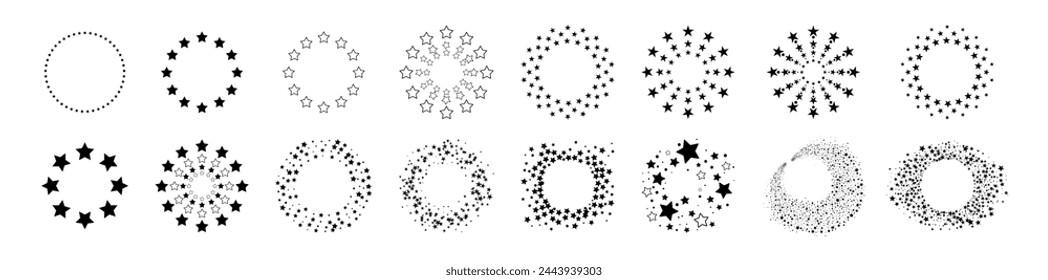 Star in circle isolated on transparent background vector illustration. Stardust frames. Shiny star circle frame, starry glitter stamp