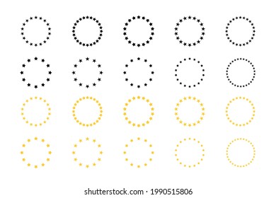 star in circle isolated on white background vector illustration. stars in round circular emblem around center.