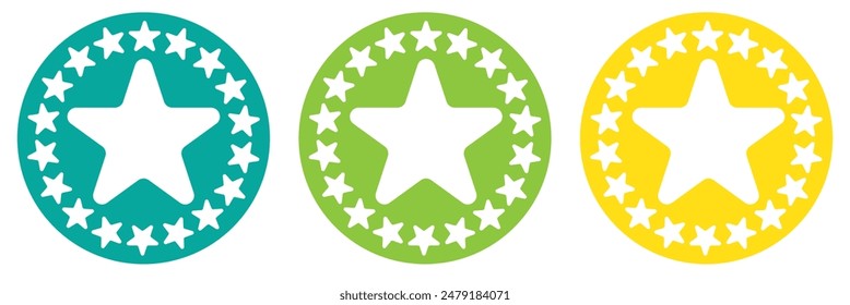 star in circle isolated on white background vector illustration. stars in round circular emblem ------