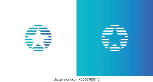 Star with Circle Line Gradient Logo Design