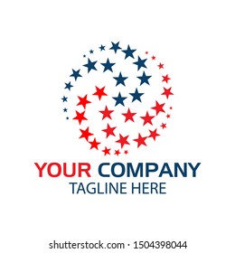 Star circle logo, flat design. Vector Illustration