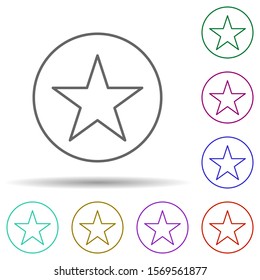 Star in a circle multi color icon. Simple thin line, outline vector of stars icons for ui and ux, website or mobile application