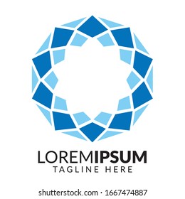 Star and circle ornament logo in two color