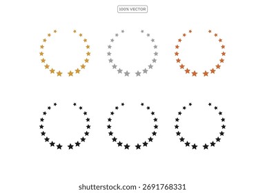 Sternenkreis rundes Rahmensymbol in flacher Linie. einzeln auf transparentem Hintergrund. Element Design Collection