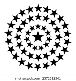 Star circle. Round frames with stars for badge, emblem and seal. Circular rating icons with fave five pointed silhouette star, award vector sign set