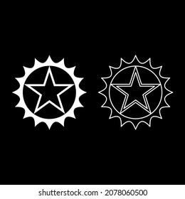 Star In Circle With Sharp Edges Icon White Color Vector Illustration Flat Style Simple Image Set