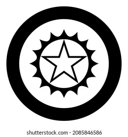Star in circle with sharp edges icon in circle round black color vector illustration image solid outline style simple