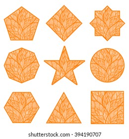 Star. A circle. Square.The eight-pointed star. Triangle. Hexagon. Rhombus. Octagon.Pentagon. The geometric shape. Style zentangle.