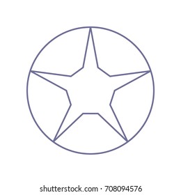 Star in circle vector icon. Vector. Violet linear icon on white background. Isolated.