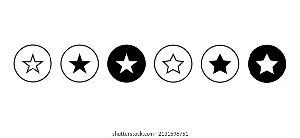 Star circle vector icons set. Rating sign and favourite star, symbol