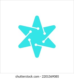 star with circuit board logo design vector sign