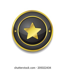 Star Circular Vector Golden Black Web Icon Button