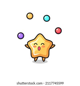 the star circus cartoon juggling a ball , cute style design for t shirt, sticker, logo element