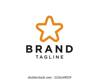 Star Clean Logo. Orange Shape Star Icon with Line Combination isolated on White Background. Usable for Business and Branding Logos. Flat Vector Logo Design Template Element.