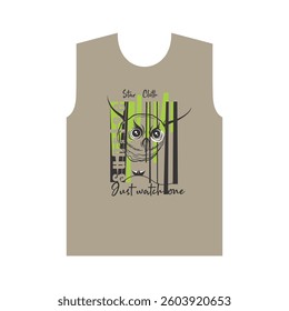 STAR CLOTH JUST WATCH ONE - MODERN AND STYLISH TYPOGRAPHY DESIGN, VECTOR PRINT T-SHIRT, GRAPHIC VECTOR DESIGN, URBAN STYLE, STREET WEAR FASHION ILLUSTRATION, 