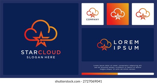 Plantilla de diseño de logotipo de nube de estrella.