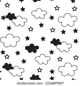 Star with cloud seamless vector illustration pattern background. design for use backdrop all over textile fabric print wrapping paper and others.