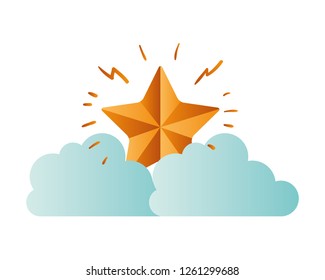 star with clouds isolated icon