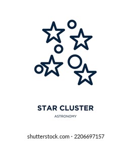 icono de clúster estrella de la colección astronómica. Clúster de estrella lineal delgado, icono astronómico, contorno celeste aislado en fondo blanco. Señal de clúster de estrella de vector de línea, símbolo para web y móvil