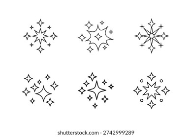 star cluster icon line art vector outline illustration isolated